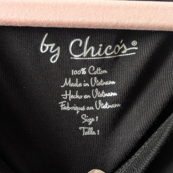Chico's Raychel Basic 100% Cotton V-Neck Knit Tank Black Size 1 Medium - Picture 4 of 5